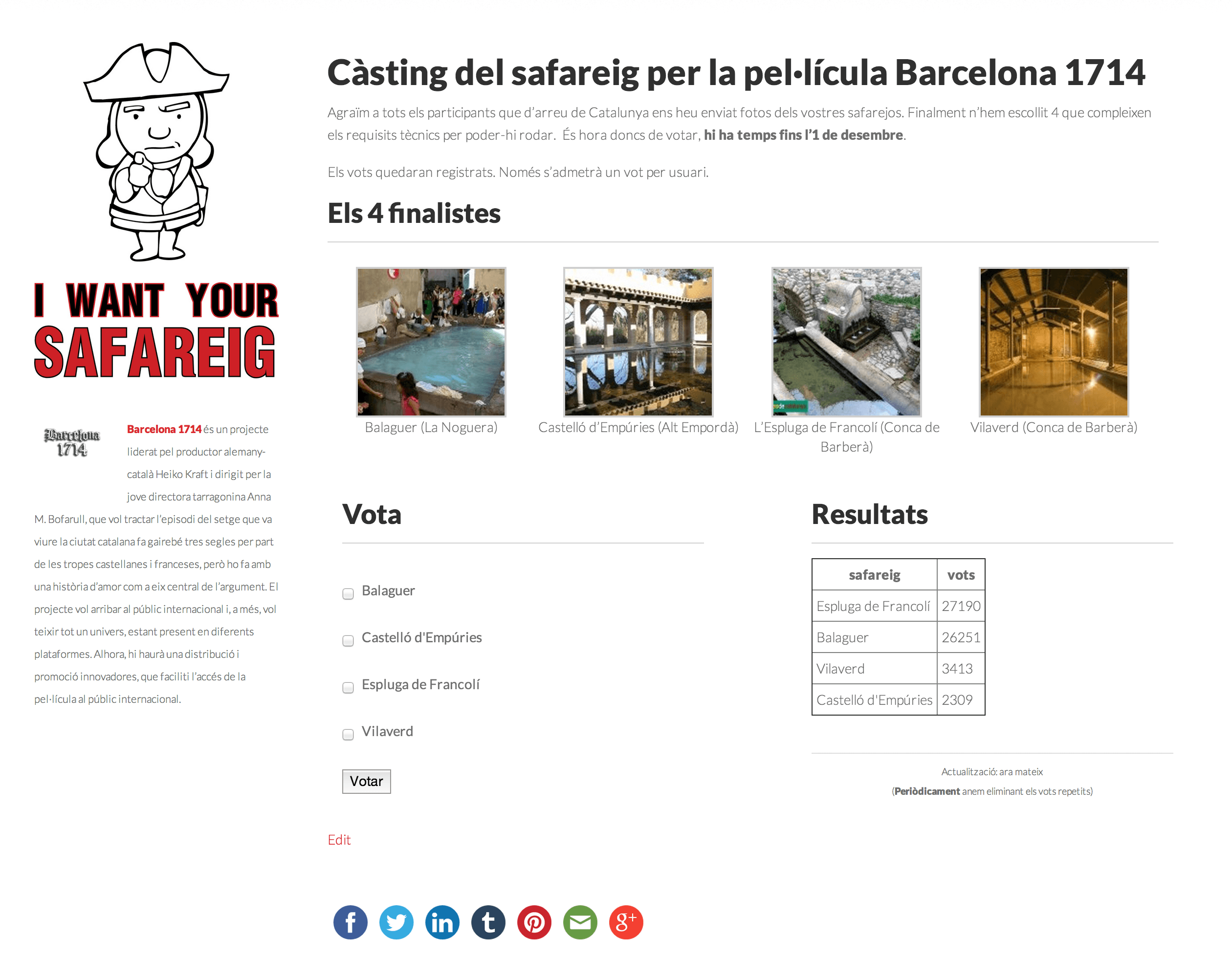 Correcció dels vots emesos al Càsting de Safareig de Barcelona 1714